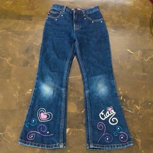 Little girls jeans with embroidery and rhinestones details from BUBBLEGUM